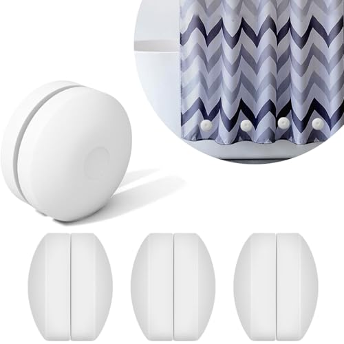 8 Pcs Magnets Shower Curtain Weights, Waterproof Silicone Curtain Weights | Heavy Duty Silicone Wrapped Magnetic Weights for Liner Bottom Tub RV Drapes Refrigerator Tablecloth, White