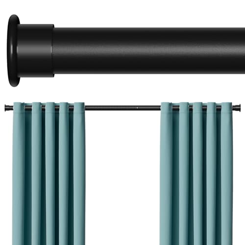 Tension Curtain Rod 43-65 Inches Extra Long Black Heavy Duty | Tension Rods Adjustable Curtain Rod No Drilling Spring Loaded Tension Rod for Windows Patio Curtains and Non Slip - color: Black, size: 43 to 65 inches