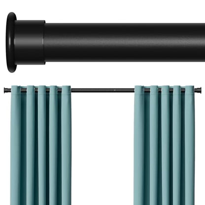 Tension Curtain Rod 43-65 Inches Extra Long Black Heavy Duty | Tension Rods Adjustable Curtain Rod No Drilling Spring Loaded Tension Rod for Windows Patio Curtains and Non Slip - color: Black, size: 43 to 65 inches