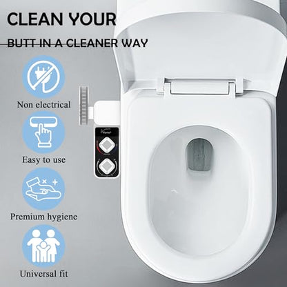 Non-Electric Hot and Cold Water Bidet Attachment Warm & Cold Dual Water Sprayer for Toilet with Self-Cleaning Nozzle, Adjustable Pressure, Front & Rear Wash Easy Installation (Warm Water Bidet-509)