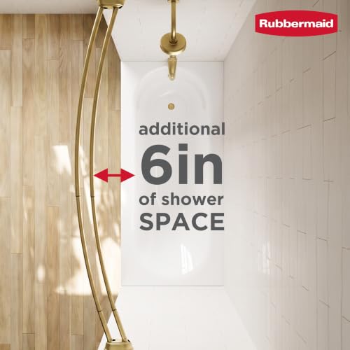 Rubbermaid Double Curved Shower Curtain Rod, No Drill, 50-72 Inches Adjustable Tension Shower Rod for Bathroom, Non-Slip, No Rust, Gold - color: Gold