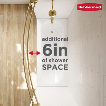 Rubbermaid Double Curved Shower Curtain Rod, No Drill, 50-72 Inches Adjustable Tension Shower Rod for Bathroom, Non-Slip, No Rust, Gold - color: Gold