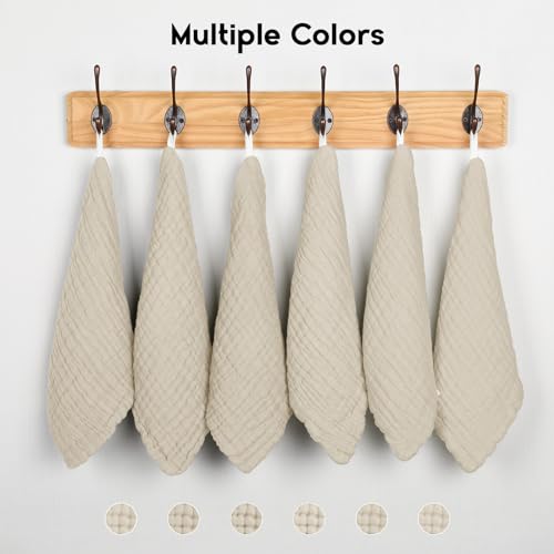 Unnivoll Muslin Burp Cloths Baby 12''X12'', Baby Washcloths 6 Pack, 100% Cotton Baby Wash Cloths Absorbent and Soft for Newborn Infants Kids Boys Girls - Apricot - color: Apricot
