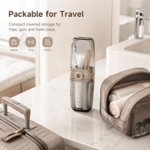 Toothbrush Travel Case with Rinse Cup, 1 Pack | 7.87 - color: Coffee