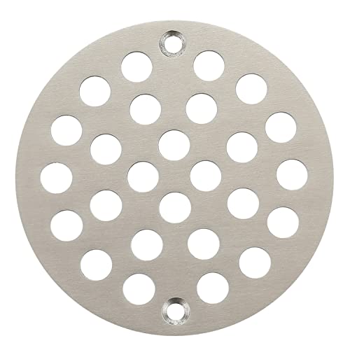 Round 4 Inch Screw-in Floor Drain Cover Replacement Shower Drainer Grate with Screws (Brushed Nickel) - color: Brushed Nickel