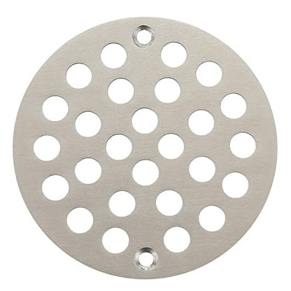 Round 4 Inch Screw-in Floor Drain Cover Replacement Shower Drainer Grate with Screws (Brushed Nickel) - color: Brushed Nickel