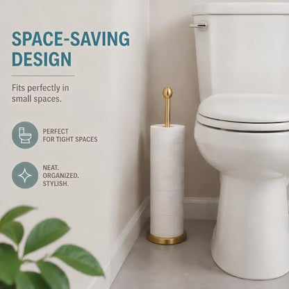 Songtec Gold Toilet Paper Holder Stand with Reserve, Floor Standing Tisse Roll Holder for 4 Rolls, Compact Design Bathroom Toilet Paper Storage - Gold - color: Gold