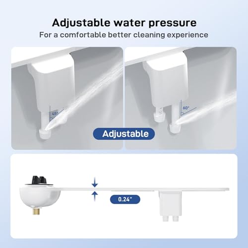 IDEALHOUSE Bidet Attachment for Toilet - Dual Nozzle Feminine Wash, Bidet Sprayer for Bathroom,Adjustable Water Pressure,Non-Electric Toilet Bidet Bathroom Accessories(grey knob)