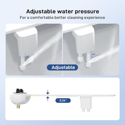IDEALHOUSE Bidet Attachment for Toilet - Dual Nozzle Feminine Wash, Bidet Sprayer for Bathroom,Adjustable Water Pressure,Non-Electric Toilet Bidet Bathroom Accessories(grey knob)