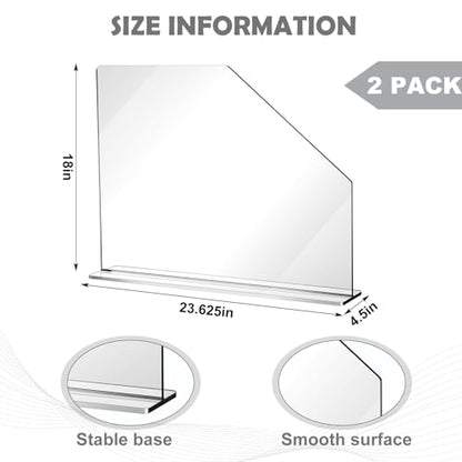 Vesici 2 Pcs Clear Acrylic Sink Splash Guard Freestanding Panel Barrier with Easy Reach Cutaway Kitchen Guard Protective Splatter Barrier for Home Hospital(23.625" Length, 18" Height, 4.5" Base) - size: 23.625" Length, 18" Height, 4.5" Base