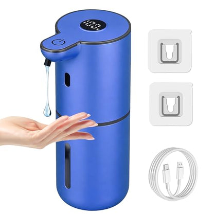 OHIFAST Automatic Liquid Soap Dispenser Touchless, USB Rechargeable Smart Hand Soap Dispenser, 6-Level Adjustable, 12.8oz/380mL Wall Mounted for Bathroom Kitchen Accessories Dish Soap-Blue - color: Blue, style: Liquid