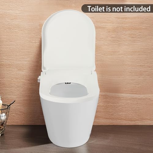 D-shaped Non Electric Bidet Toilet Seat, Non Electric Swash Ecoseat Elongated Comfort Fit Toilet Seat Bidet Attachment for Elongated Toilets, Dual Nozzle System, 18.9 * 13.7 * 3.07in
