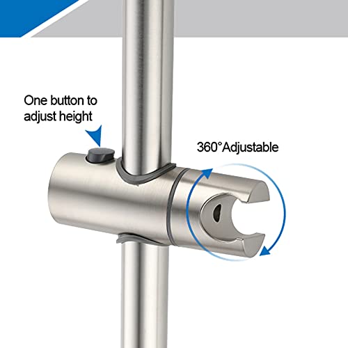 Brushed Nickel Shower Slide Bar, Bathroom Shower Slide Bar with Adjustable Handheld Shower Holder, Stainless Steel Slide Slide Bar Wall Mount Sliding Bar - color: Brushed Nickel
