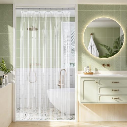 Stall Shower Curtain Liner, 52x78 Plastic Clear Shower Liner PEVA Medium Weight Inside Shower Curtains for Bathroom with Rustproof Grommets - color: Clear, size: 54"W x 78"L (Pack of 1)