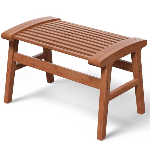 Bamboo Shower Chair for Inside Shower, Non-Slip Bathroom Stool, 350 lbs | Bamboo Strip Design, Comfort Sitting Experience, Sturdy Waterproof Shower Bench, Bathroom Living Room Seat, Coffee Finish - color: Coffee