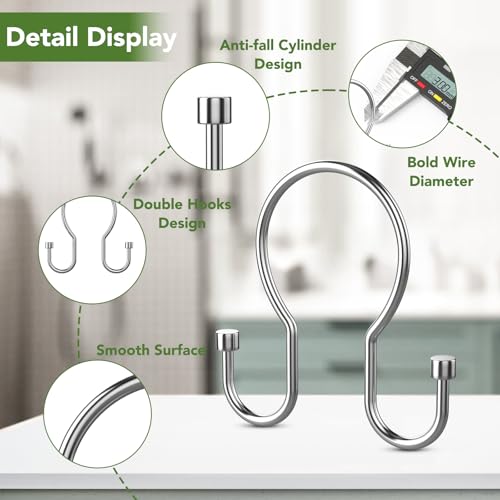 Shower Curtain Hooks, Simple Shower Curtain Rings, Sturdy Shower Curtain Hangers, Double Hook Shower Curtain Hooks, Smooth Gliding Metal Shower Hooks for Shower Curtain (Chrome, 12 Pack) - color: Chrome, size: 12 Pack