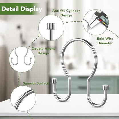 Shower Curtain Hooks, Simple Shower Curtain Rings, Sturdy Shower Curtain Hangers, Double Hook Shower Curtain Hooks, Smooth Gliding Metal Shower Hooks for Shower Curtain (Chrome, 24 Pack) - color: Chrome, size: 24 Pack