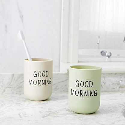 Toothbrush Makeup Brush Holder Cup Unbreakable Reusable Bathroom Vanity Countertop (Beige) - color: Beige
