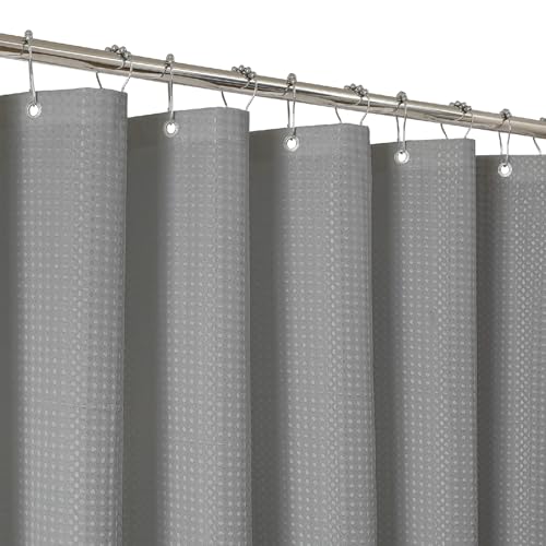 2-in-1 Waterproof Fabric Shower Curtain - No Separate Liner Needed, Hotel-Style Waffle Weave, Effortless Cleaning & Washable Bathroom Shower Curtain Set,72Wx78H,Grey - color: Grey, size: 72"W x 78"L (Pack of 1)