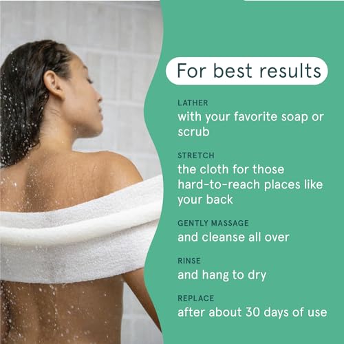 Cleanlogic Body Exfoliating Cloth, Stretchy Organic Sustainable Cotton Exfoliator Bath and Shower Washcloths, Reusable Daily Skincare Tool, 3 Count - size: 3 Count (Pack of 1), style: Sustainable - Stretch Cloth