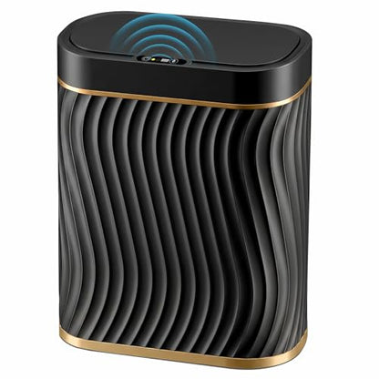 Ogikey Bathroom Trash Can with Lid, 5 Gallon Automatic Touchless Garbage Can, Motion Sensor Smart Trash Bin, Slim Waterproof Waste Bin for Living Room, Bedroom, Office, Kitche - color: 5 gallon-black gold