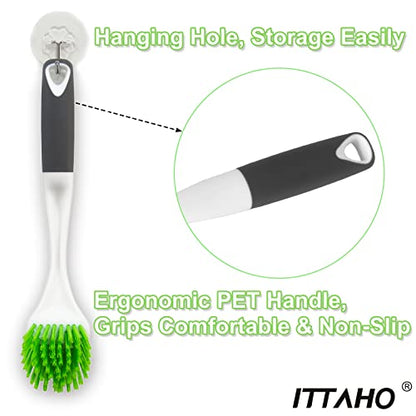 3 Pack Dish Brush,Dish Scrub Brush, Kitchen Scrub Brush for Cleaning Dishes, Double Sided Bristles Scrubber Cleaner for Dishes,Sink,Pots,Pans,Bathroom Shower,Tile,Tubs