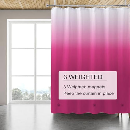 TIKABC Shower Curtain Liner, 4G PEVA Shower Liner, Plastic Waterproof Shower Curtains, with Grommet Holes and 3 Magnetic Weights(Gradient Red) - color: Gradient Red
