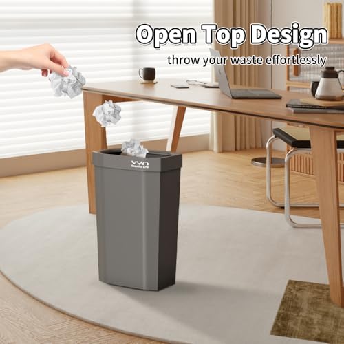 4 Gallon, Small Slim Garbage Can, Open Top Trash Can for Bathroom, Kitchen, Office, Bedroom, Living Room (Grey) - color: Grey