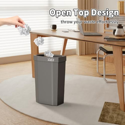 4 Gallon, Small Slim Garbage Can, Open Top Trash Can for Bathroom, Kitchen, Office, Bedroom, Living Room (Grey) - color: Grey