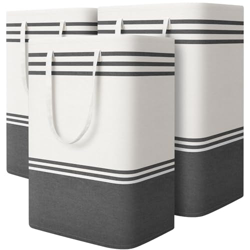 3 Pack Large Laundry Baskets, Laundry Hampers, Freestanding Waterproof Collapsible Clothes Bag with Extended & Reinforced Handles - Clothes Basket for Dorm, Bathroom, Home (75L) - size: 3 x 75L