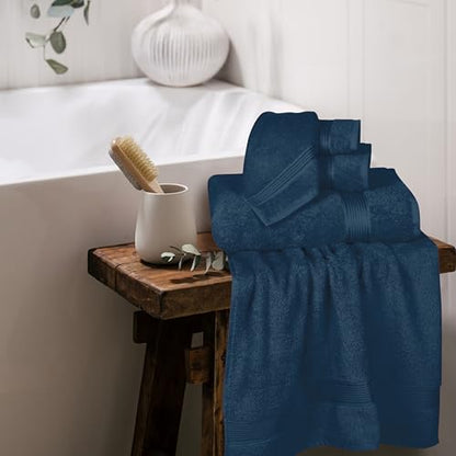 Ultra Soft 6 Pack Cotton Towel Set, Contains 2 Bath Towels 28x55 inch, 2 Hand Towels 16x24 inch & 2 Wash Coths 12x12 inch, Ideal Everyday use, Compact & Lightweight - Mineral Blue - color: Mineral Blue