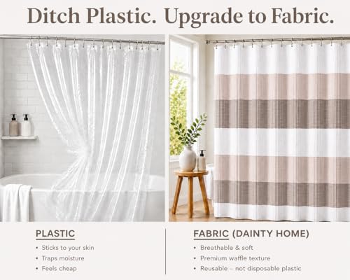 Dainty Home Waffle Weave Waterproof Shower Curtains for Bathroom Clearance, Natural Taupe 70" x 72", Clearance Shower Curtains, Bath Curtains, Shower Curtain Waterproof Fabric - color: Natural Taupe