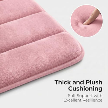 Bathroom Rugs Set 3 Piece, Memory Foam Bath Rugs, Non Slip Washable Bathroom Rug Set, Extra Soft Absorbent Bath Mats with U-Shaped Toilet Rug, Pink - color: Pink