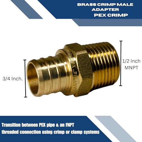XFITTING 3/4 inch Pex x 1/2' Male NPT Adapter, 24-4-5=2X, 2 Pieces - size: 3/4" Pex x 1/2" Male