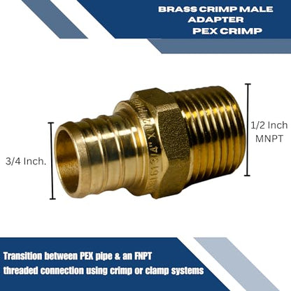 XFITTING 3/4 inch Pex x 1/2' Male NPT Adapter, 24-4-5=2X, 2 Pieces - size: 3/4" Pex x 1/2" Male
