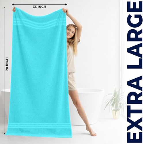 DAN River 2 Pack Bath Sheets Extra Large 35x70, Large Bath Towels for Adults, XL Oversized Heavy Duty Towel Set, 600 GSM 100% Ring Spun Cotton, Soft Quick Dry, Aqua - color: Aqua, size: Bath Sheet 35x70" (PK 2)