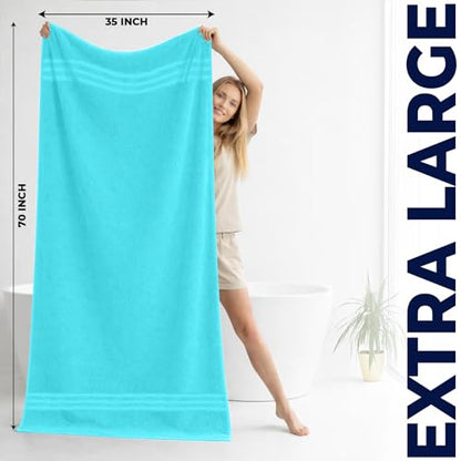 DAN River 2 Pack Bath Sheets Extra Large 35x70, Large Bath Towels for Adults, XL Oversized Heavy Duty Towel Set, 600 GSM 100% Ring Spun Cotton, Soft Quick Dry, Aqua - color: Aqua, size: Bath Sheet 35x70" (PK 2)