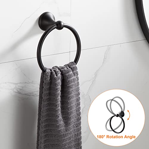 BGL Bathroom Hardware Set Matte Black Adjustable Expandable Bath Towel Bars Bathroom Accessory Set Towel Racks 8-Pieces Wall Mount - color: 8 Pcs Matte Black