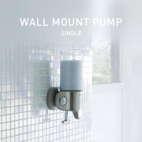 simplehuman Single Wall Mount Pump, Hotel-Grade Refillable Shower Soap Dispenser, Ergonomic T-Bar Lever, No-Drill Adhesive Install, for Bathrooms, Hotels, and Airbnbs, Stainless Steel - size: Single