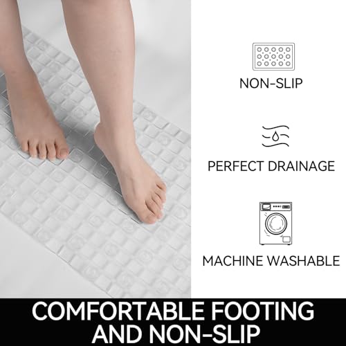 Hargiis Non-Slip Bathtub Mat, Anti Slip Shower Mat, Fast Drying Bathtub Mats, Foot Scrubber Mat, Anti Slip Mat for Tub, Floor, Bathroom, Kitchen, Home, Hotel (Clear 32"×15") - color: Clear