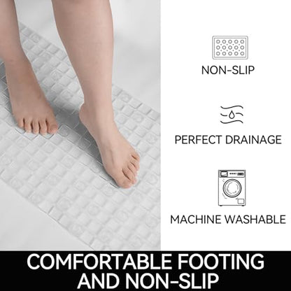 Hargiis Non-Slip Bathtub Mat, Anti Slip Shower Mat, Fast Drying Bathtub Mats, Foot Scrubber Mat, Anti Slip Mat for Tub, Floor, Bathroom, Kitchen, Home, Hotel (Clear 32"×15") - color: Clear