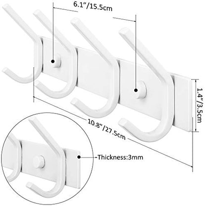 WEBI Coat Rack Wall Mounted,Coat Hooks Wall Mount,Coat Hanger Wall Hook Rack,4 Hooks for Hanging Coats,Hats,Jacket,Clothes,White - size: 4 Hooks