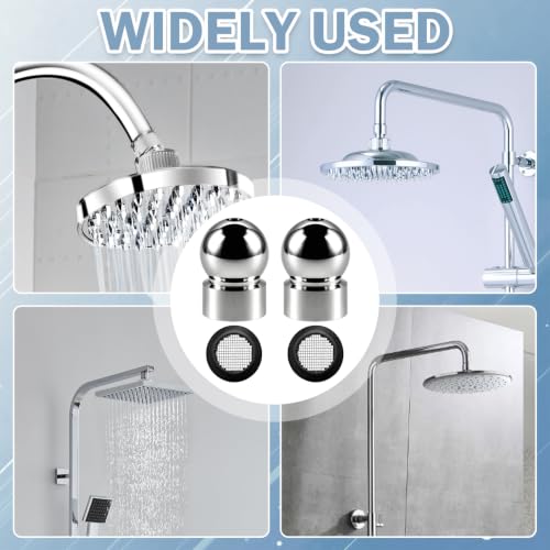 4pcs Shower Head Swivel Ball Adapter＆ 2pcs Net Pads, Shower Head Lifting Pipe Adapters , Angle Adapter for Garden Hose, for Home Bathroom Replacement