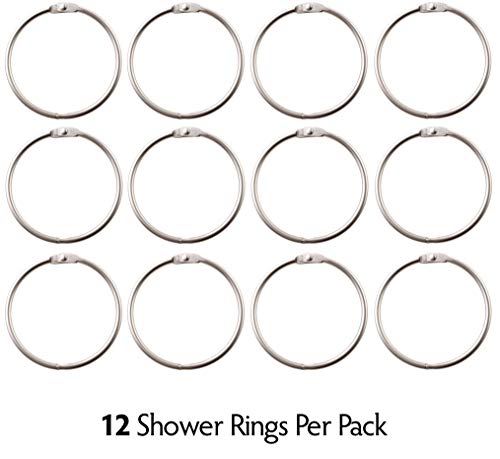 SlipX Solutions Brushed Nickel Shower Curtain Rings, Set of 12 | Effortless Gliding, Fits Standard Shower Rod, Snap Closure, Rust Resistant - color: Brushed Nickel