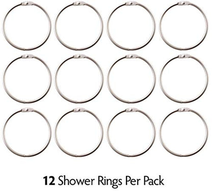 SlipX Solutions Brushed Nickel Shower Curtain Rings, Set of 12 | Effortless Gliding, Fits Standard Shower Rod, Snap Closure, Rust Resistant - color: Brushed Nickel