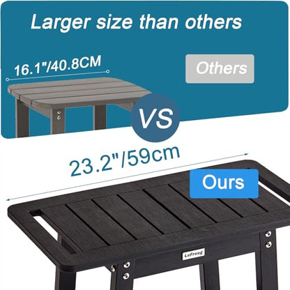 Large Shower Stool for Inside Shower, Poly Lumber Shower Bench Seat to Sit On, HDPS Bath Shower Chair Seat with Shelf, Shower Foot Rest for Shaving Legs, No Maintenance, Water-Resistant, Black - color: Black