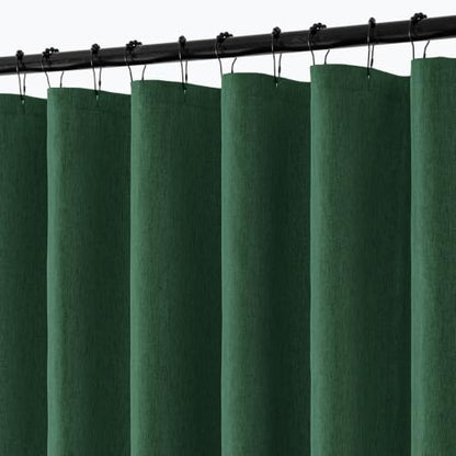 ANRODUO Dark Green Linen Textured Fabric Shower Curtain Set - W72xL84 | Farmhouse Shower Curtain with 12 Metal Hooks, Waterproof Heavy Duty, Button Hole Design, Machine Washable for Bathroom - color: Dark Green, size: 72"W x 84"L (Pack of 1)