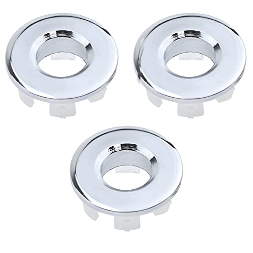 T Tulead Stainless Steel Sink Overflow Covers Silver 3Pcs | Kitchen Bathroom Sink Hole Cover, Decorative Cover, Round Drain Overflow Covers