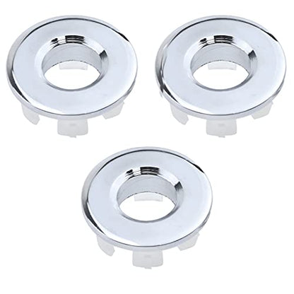 T Tulead Stainless Steel Sink Overflow Covers Silver 3Pcs | Kitchen Bathroom Sink Hole Cover, Decorative Cover, Round Drain Overflow Covers