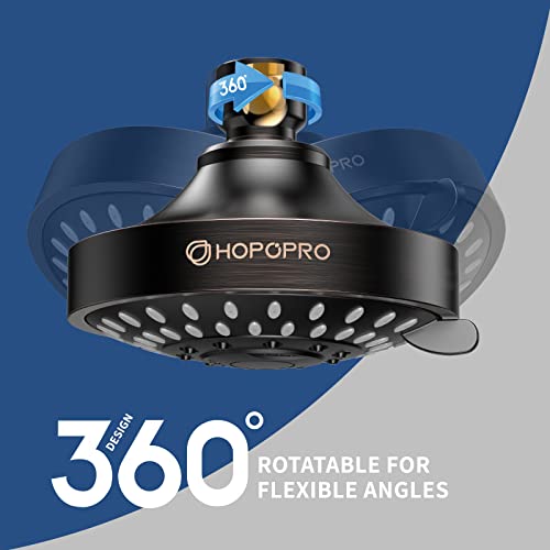 High Pressure Shower Head, HOPOPRO 5-Mode Fixed Showerhead, NBC Recommended | The Washington Post, NBC, Today Recommended, Consumer Reports Tested High Flow Fixed Shower Head (4 Inch Oil Rubbed Bronze) - color: Oil Rubbed Bronze, style: 4 Inch Modern